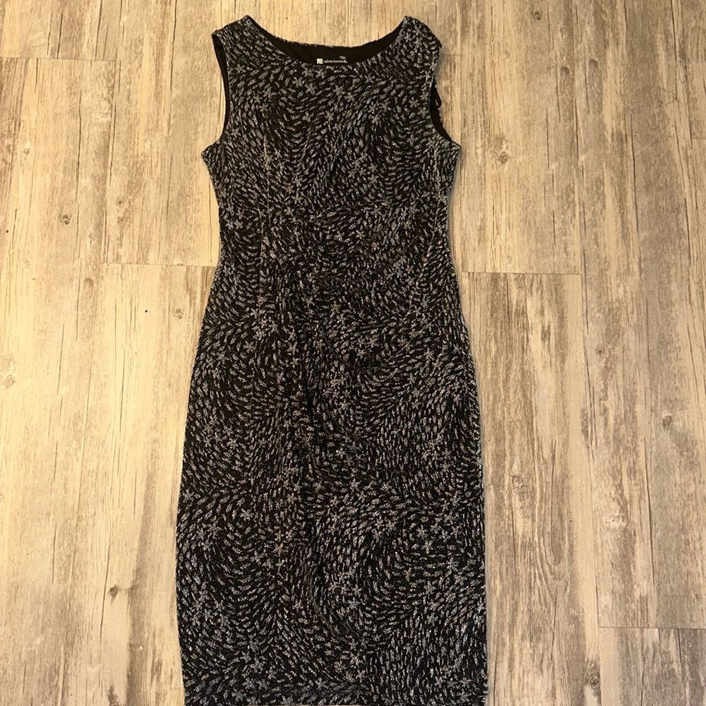 Valerie Bertinelli Black Silver Sz 8 Sparkly Glamour Dress Bodycon Party